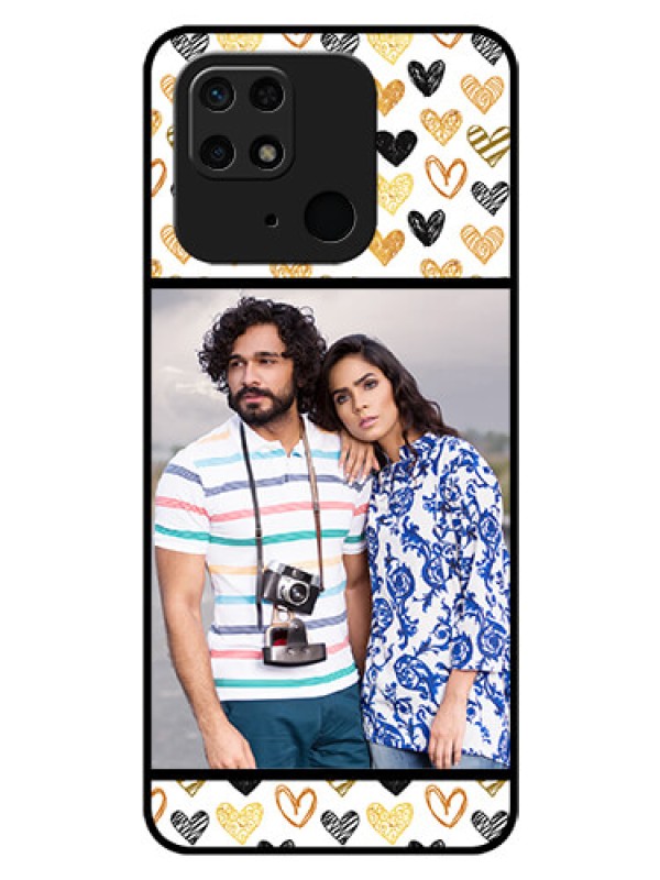 Custom Redmi 10  Power Photo Printing on Glass Case - Love Symbol Design