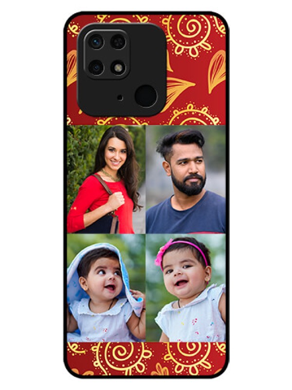 Custom Redmi 10  Power Photo Printing on Glass Case - 4 Image Traditional Design