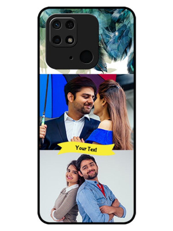 Custom Redmi 10  Power Personalized Glass Phone Case - Image with Boho Peacock Feather Design