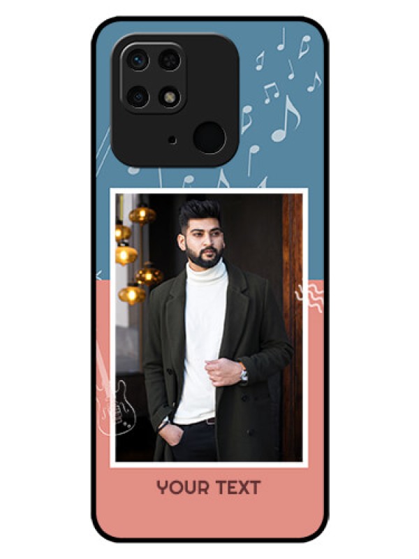 Custom Redmi 10  Power Photo Printing on Glass Case - with Color Musical Note Design