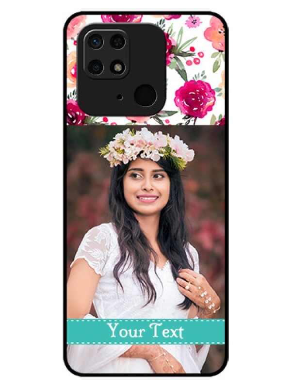 Custom Redmi 10  Power Custom Glass Phone Case - Watercolor Floral Design