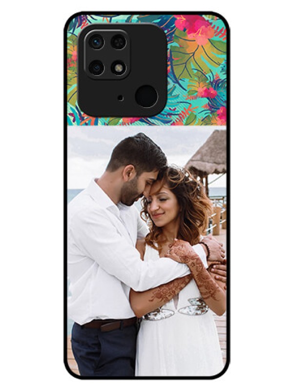 Custom Redmi 10  Power Photo Printing on Glass Case - Watercolor Floral Design