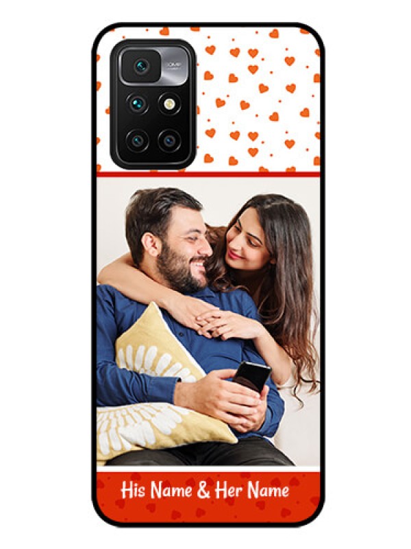 Custom Redmi 10 Prime 2022 Custom Glass Phone Case - Orange Love Symbol Design