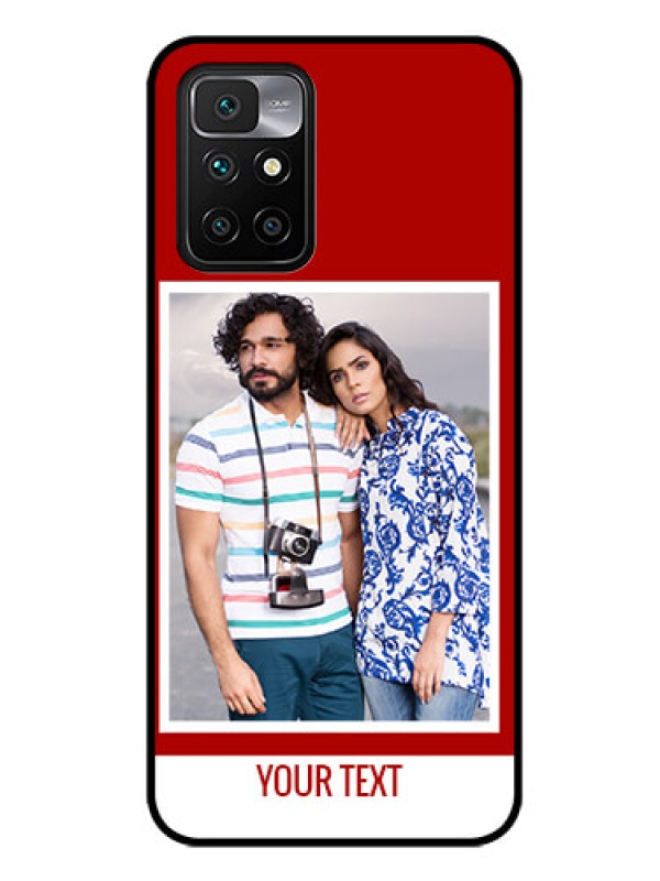 Custom Redmi 10 Prime 2022 Personalized Glass Phone Case - Simple Red Color Design