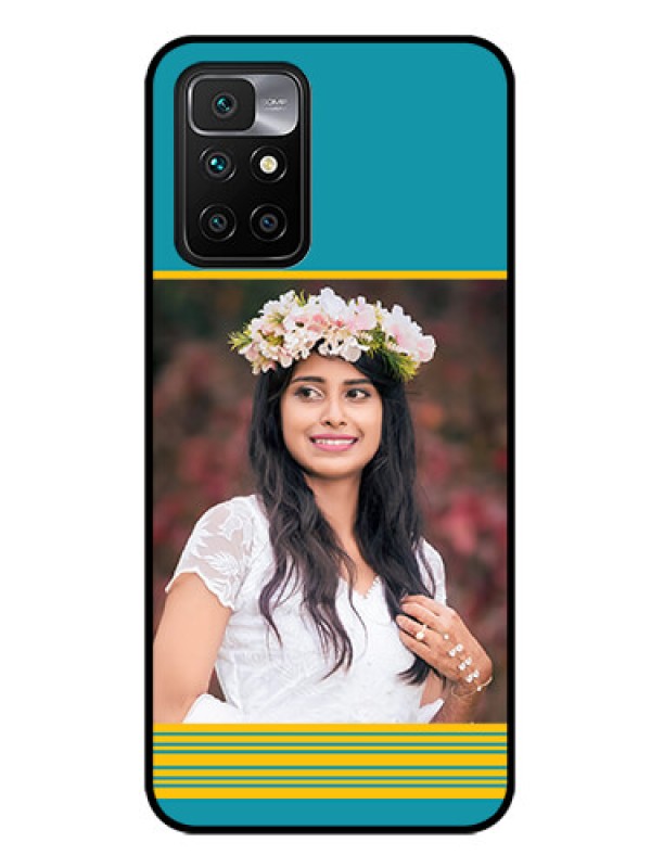 Custom Redmi 10 Prime 2022 Custom Glass Phone Case - Yellow & Blue Design