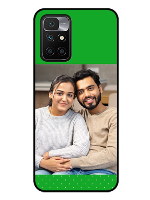 Custom Redmi 10 Prime 2022 Personalized Glass Phone Case - Green Pattern Design