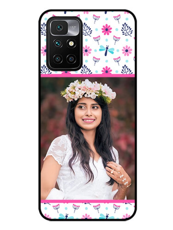 Custom Redmi 10 Prime 2022 Photo Printing on Glass Case - Colorful Flower Design