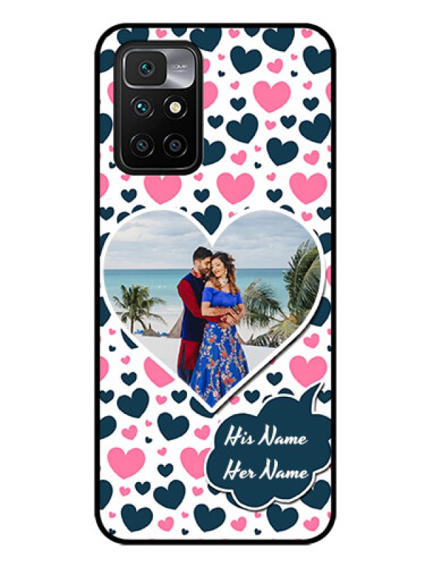 Custom Redmi 10 Prime 2022 Custom Glass Phone Case - Pink & Blue Heart Design