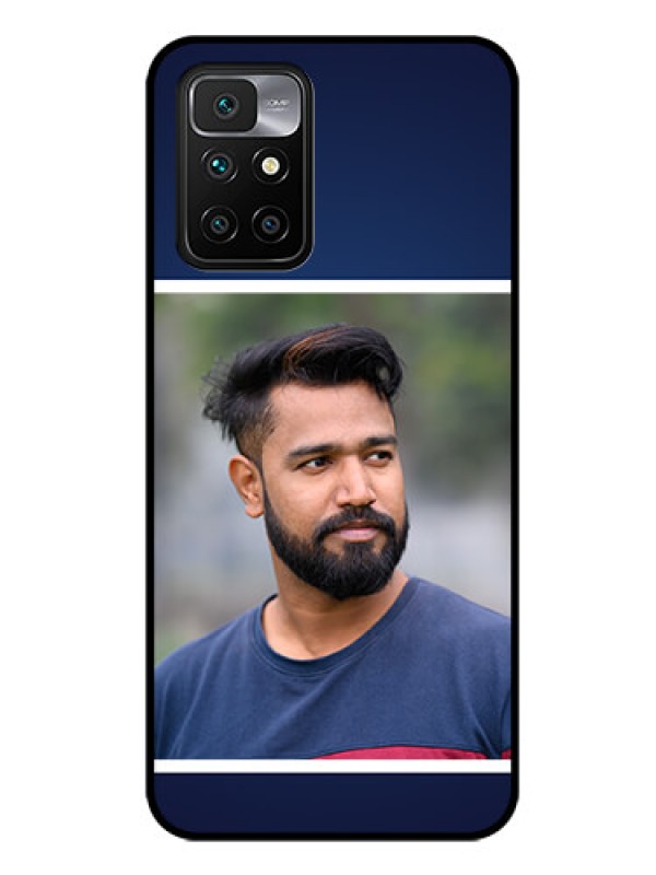 Custom Redmi 10 Prime 2022 Personalized Glass Phone Case - Simple Royal Blue Design