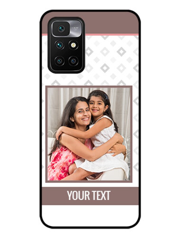 Custom Redmi 10 Prime 2022 Photo Printing on Glass Case - Simple Diamond Design