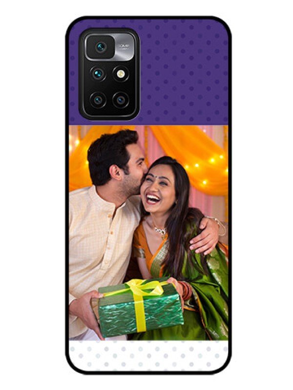 Custom Redmi 10 Prime 2022 Personalized Glass Phone Case - Violet Pattern Design