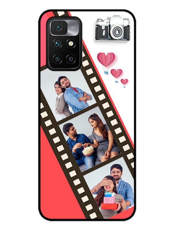 Custom Redmi 10 Prime 2022 Personalized Glass Phone Case - 3 Image Holder with Film Reel