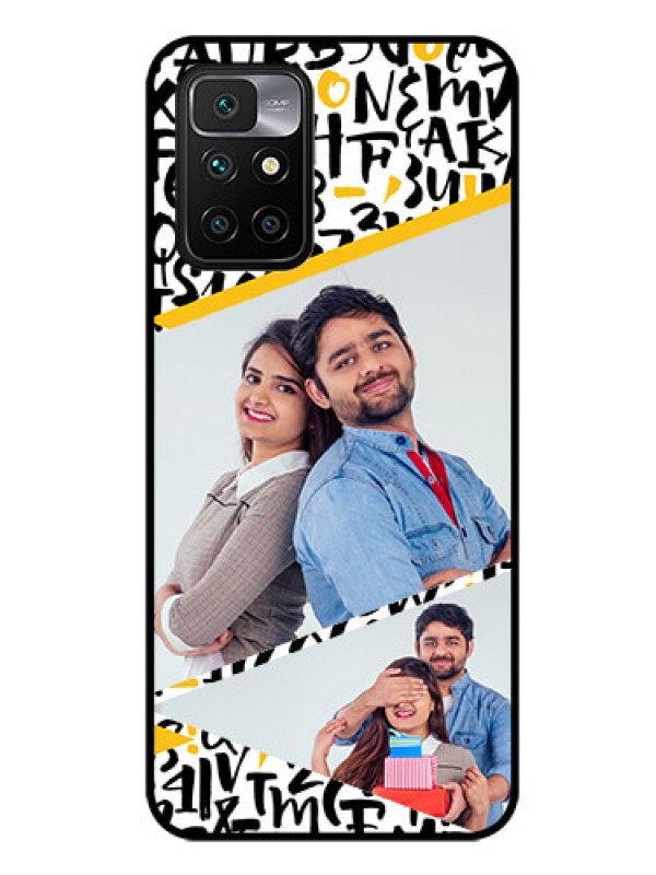 Custom Redmi 10 Prime 2022 Custom Glass Mobile Case - Letters Pattern Design