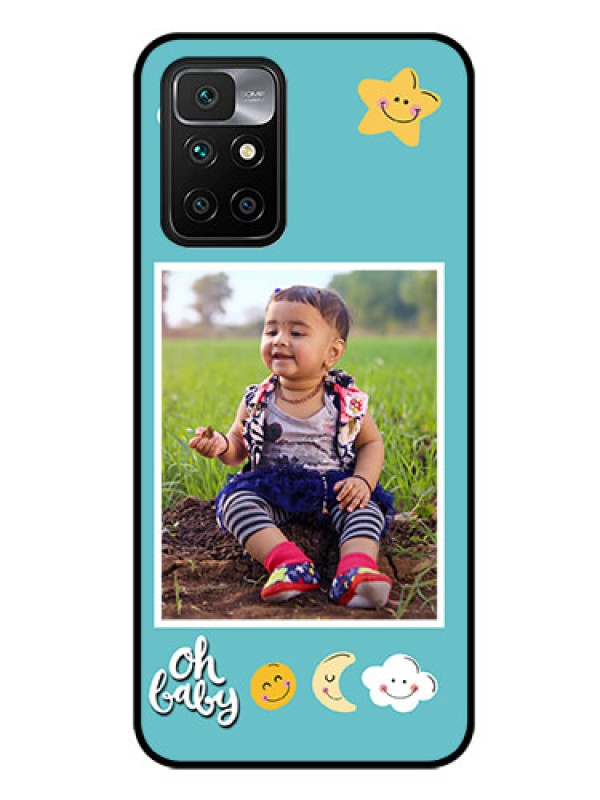 Custom Redmi 10 Prime 2022 Personalized Glass Phone Case - Smiley Kids Stars Design