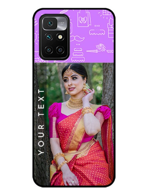 Custom Redmi 10 Prime 2022 Custom Glass Mobile Case - Birthday Icons Design