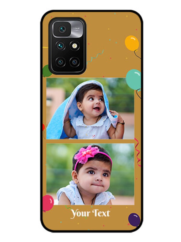 Custom Redmi 10 Prime 2022 Personalized Glass Phone Case - Image Holder with Birthday Celebrations Design