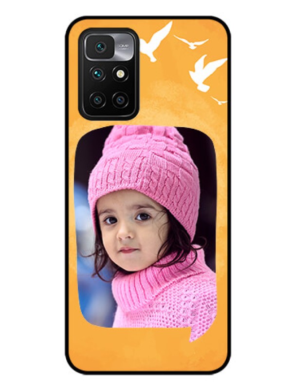 Custom Redmi 10 Prime 2022 Personalized Glass Phone Case - Water Color Design with Bird Icons