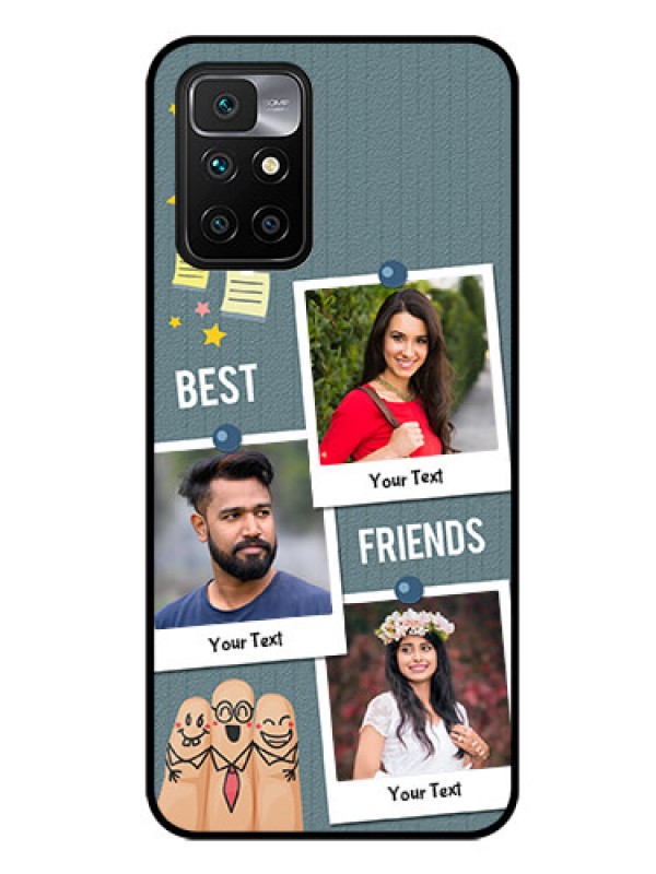 Custom Redmi 10 Prime 2022 Personalized Glass Phone Case - Sticky Frames and Friendship Design