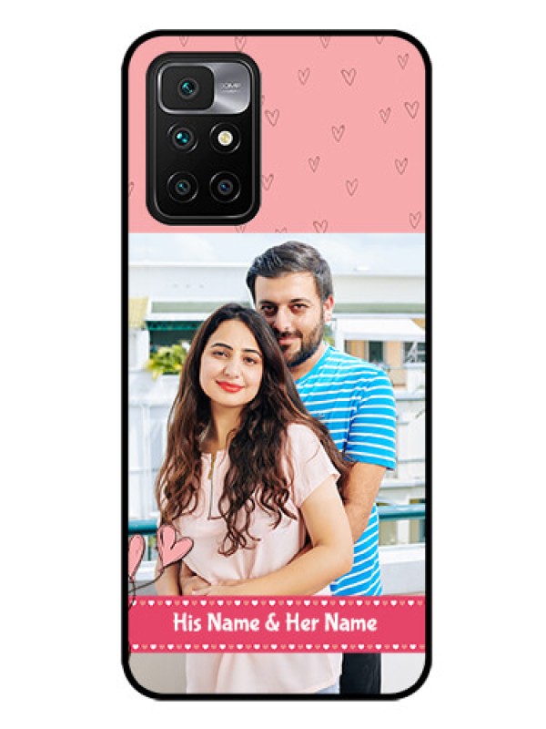 Custom Redmi 10 Prime 2022 Personalized Glass Phone Case - Love Design Peach Color