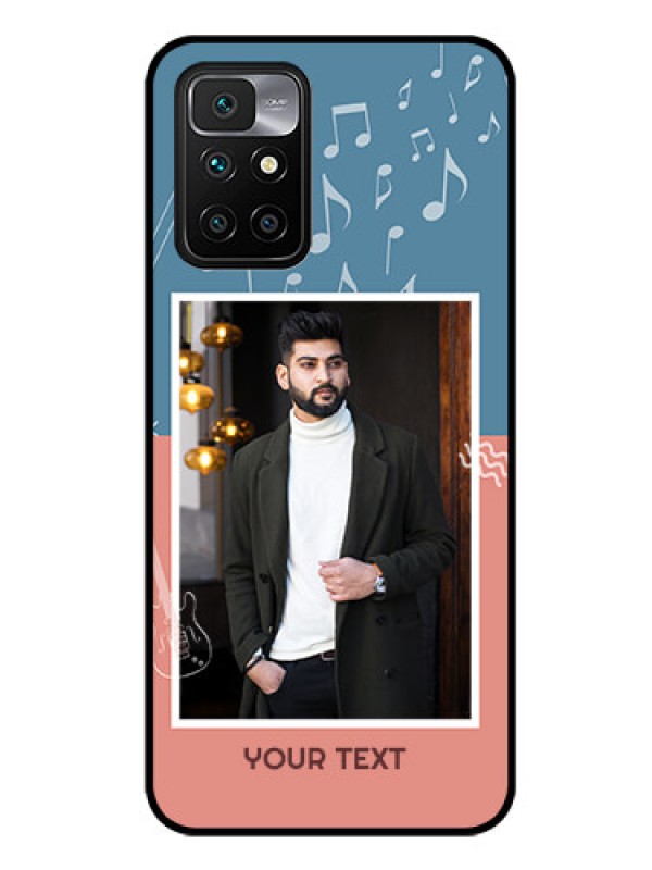 Custom Redmi 10 Prime 2022 Photo Printing on Glass Case - with Color Musical Note Design