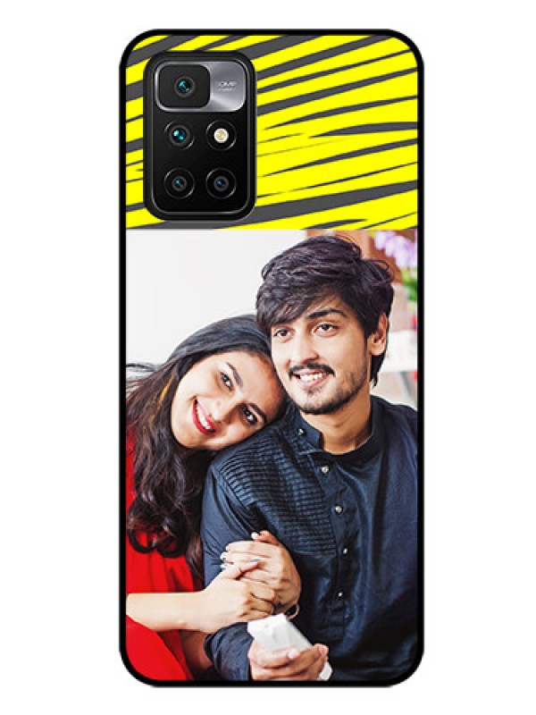 Custom Redmi 10 Prime 2022 Photo Printing on Glass Case - Yellow Abstract Design