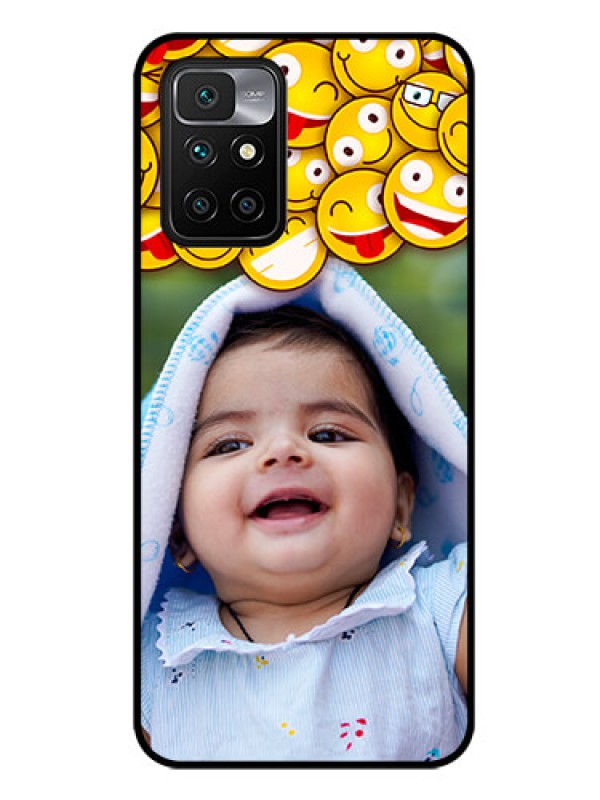 Custom Redmi 10 Prime 2022 Custom Glass Mobile Case - with Smiley Emoji Design