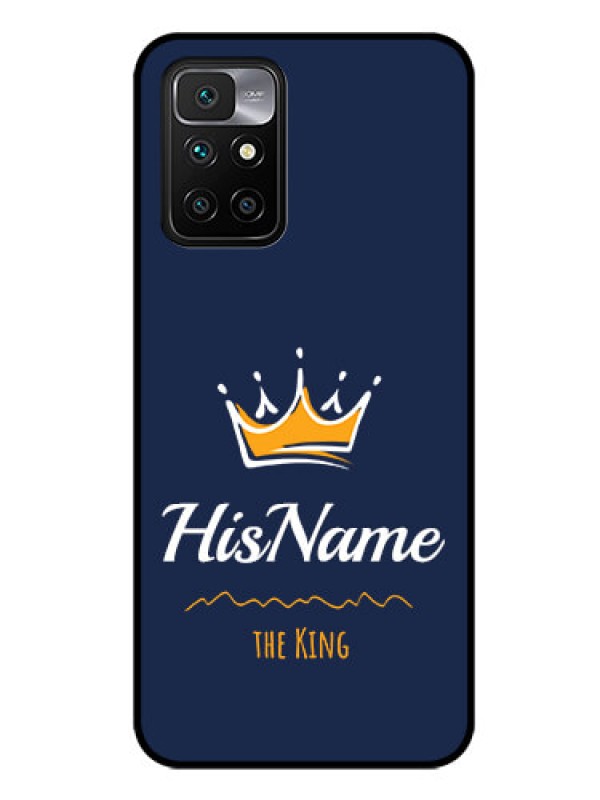 Custom Redmi 10 Prime 2022 Glass Phone Case King with Name