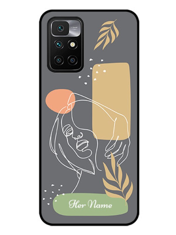 Custom Xiaomi Redmi 10 Prime 2022 Custom Glass Phone Case - Gazing Woman line art Design