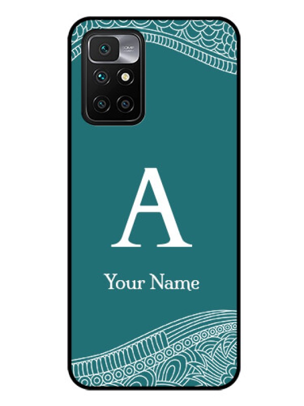 Custom Xiaomi Redmi 10 Prime 2022 Personalized Glass Phone Case - line art pattern with custom name Design