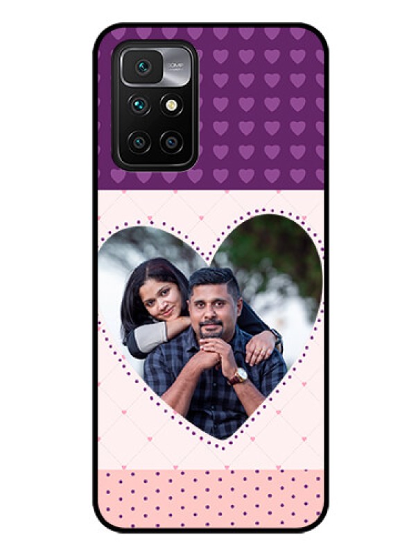 Custom Redmi 10 Prime Custom Glass Phone Case - Violet Love Dots Design