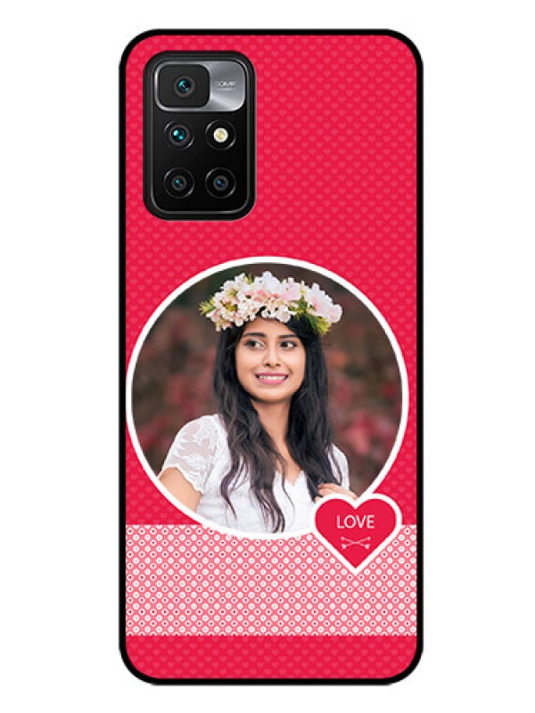 Custom Redmi 10 Prime Personalised Glass Phone Case - Pink Pattern Design