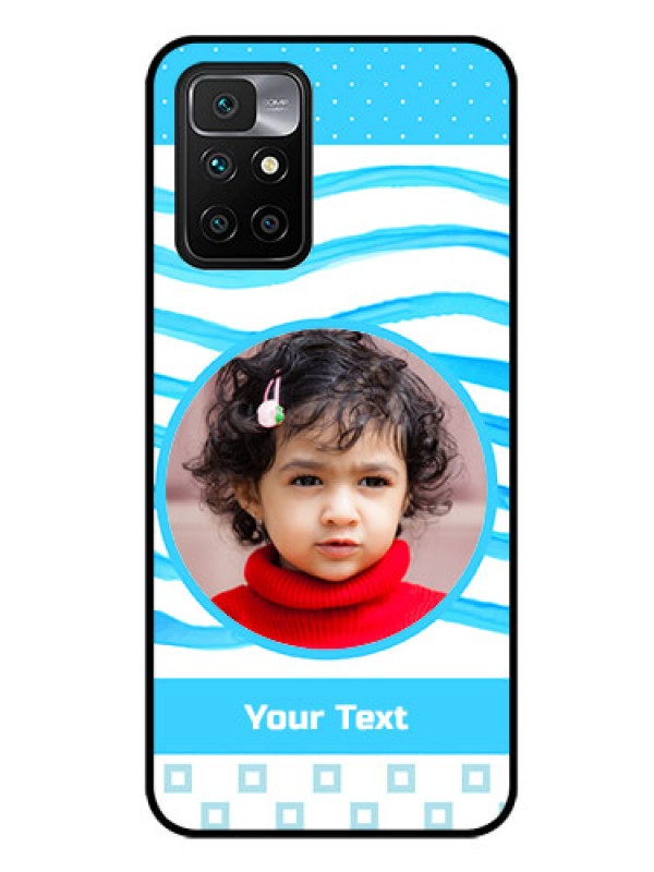 Custom Redmi 10 Prime Custom Glass Phone Case - Simple Blue Case Design