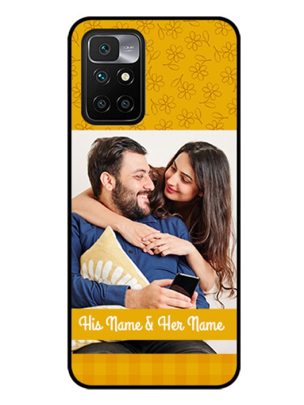 Custom Redmi 10 Prime Custom Glass Mobile Case - Yellow Floral Design