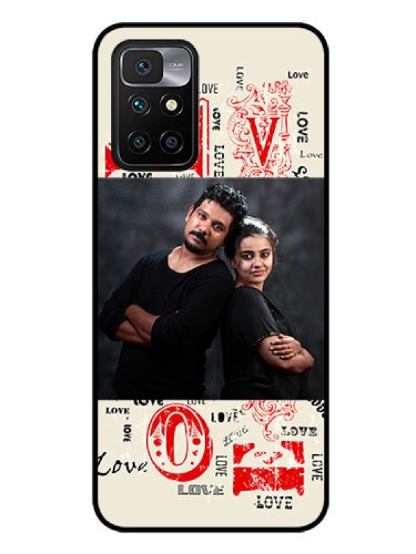 Custom Redmi 10 Prime Photo Printing on Glass Case - Trendy Love Design Case