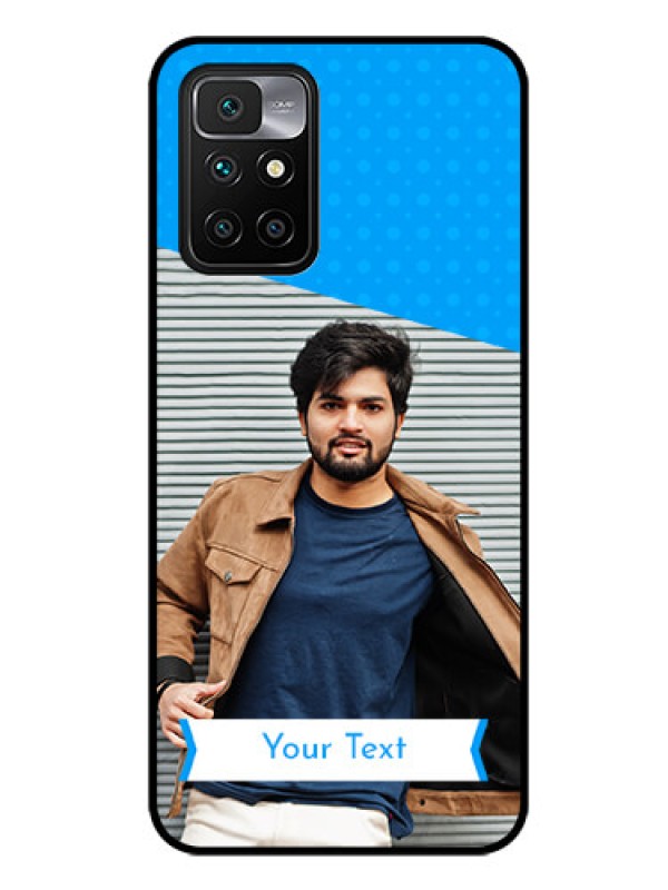 Custom Redmi 10 Prime Photo Printing on Glass Case - Simple Blue Color Design