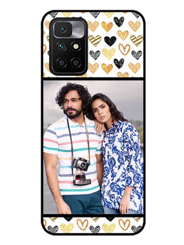Custom Redmi 10 Prime Photo Printing on Glass Case - Love Symbol Design