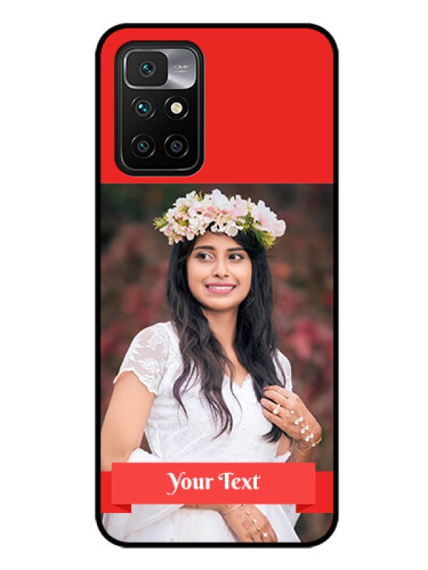 Custom Redmi 10 Prime Custom Glass Phone Case - Simple Red Color Design