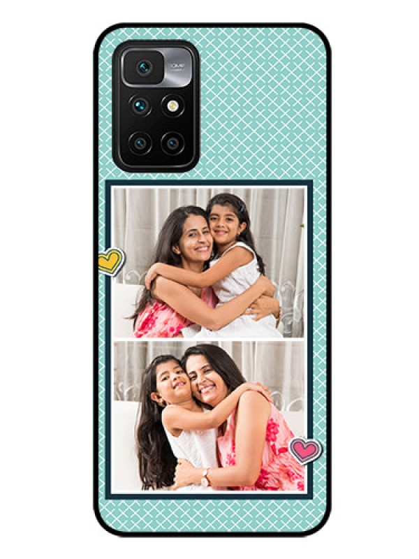 Custom Redmi 10 Prime Custom Glass Phone Case - 2 Image Holder with Pattern Design