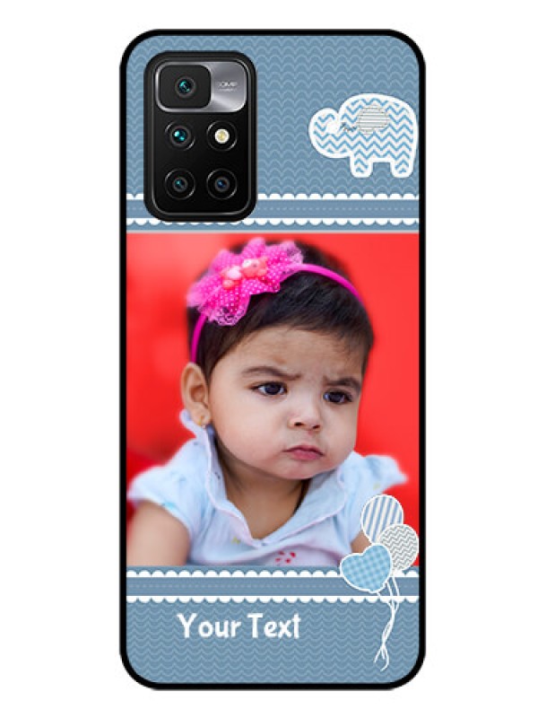 Custom Redmi 10 Prime Photo Printing on Glass Case - with Kids Pattern Design