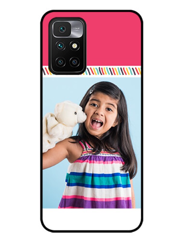 Custom Redmi 10 Prime Personalized Glass Phone Case - Line art design