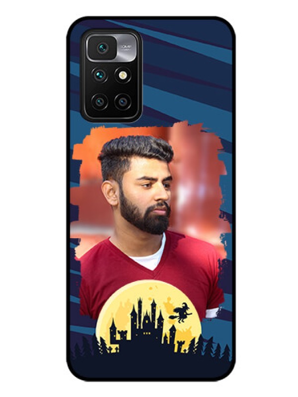 Custom Redmi 10 Prime Photo Printing on Glass Case - Halloween Witch Design