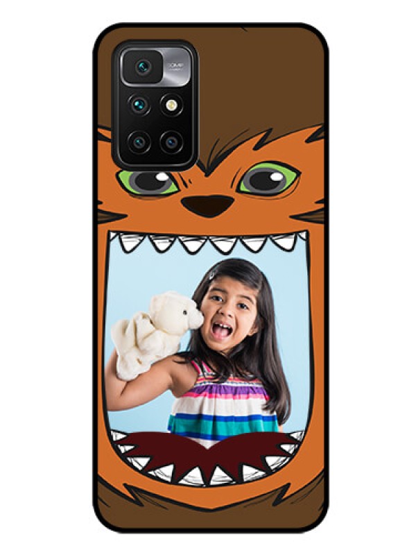 Custom Redmi 10 Prime Photo Printing on Glass Case - Owl Monster Back Case Design