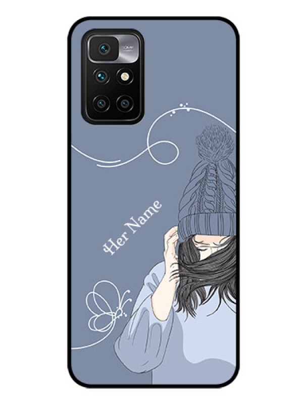 Custom Xiaomi Redmi 10 Prime Custom Glass Mobile Case - Girl in winter outfit Design