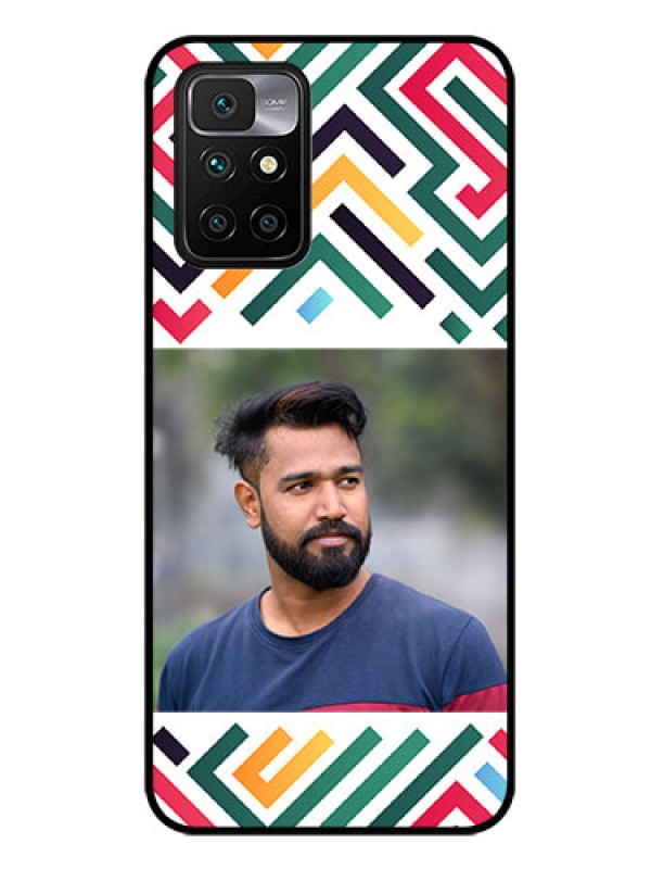 Custom Xiaomi Redmi 10 Prime Personalized Glass Phone Case - Colorful Maze Pattern Design