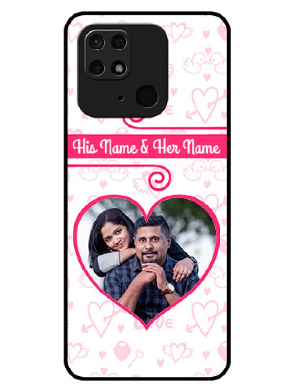 Custom Redmi 10 Personalized Glass Phone Case - Heart Shape Love Design