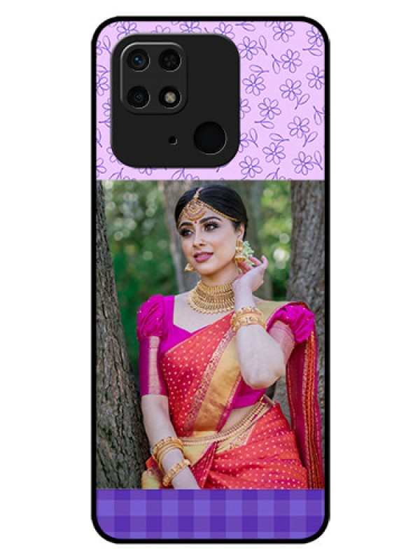 Custom Redmi 10 Custom Glass Phone Case - Purple Floral Design