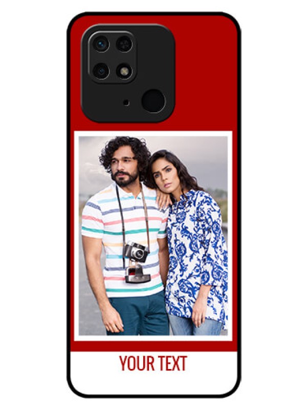 Custom Redmi 10 Personalized Glass Phone Case - Simple Red Color Design
