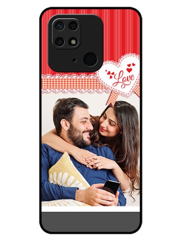 Custom Redmi 10 Custom Glass Mobile Case - Red Love Pattern Design