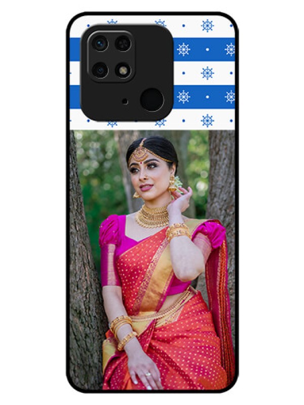 Custom Redmi 10 Photo Printing on Glass Case - Snow Pattern Design