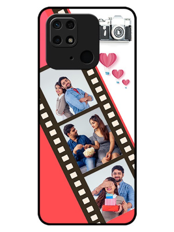Custom Redmi 10 Personalized Glass Phone Case - 3 Image Holder with Film Reel